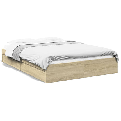 Bed Frame with Drawers without Mattress Sonoma Oak 150x200 cm King Size