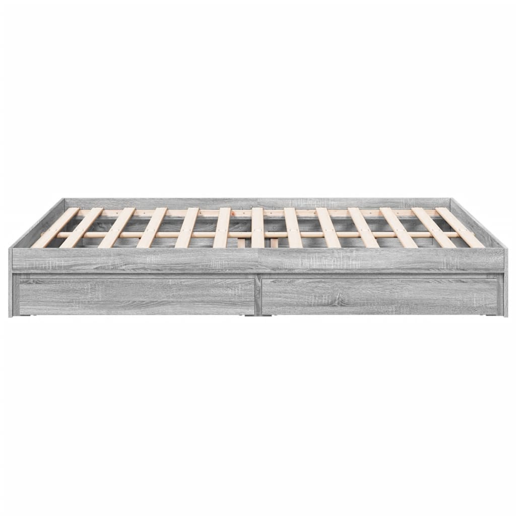 Bed Frame with Drawers Grey Sonoma 150x200 cm King Size Engineered Wood