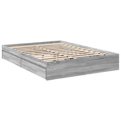 Bed Frame with Drawers Grey Sonoma 150x200 cm King Size Engineered Wood