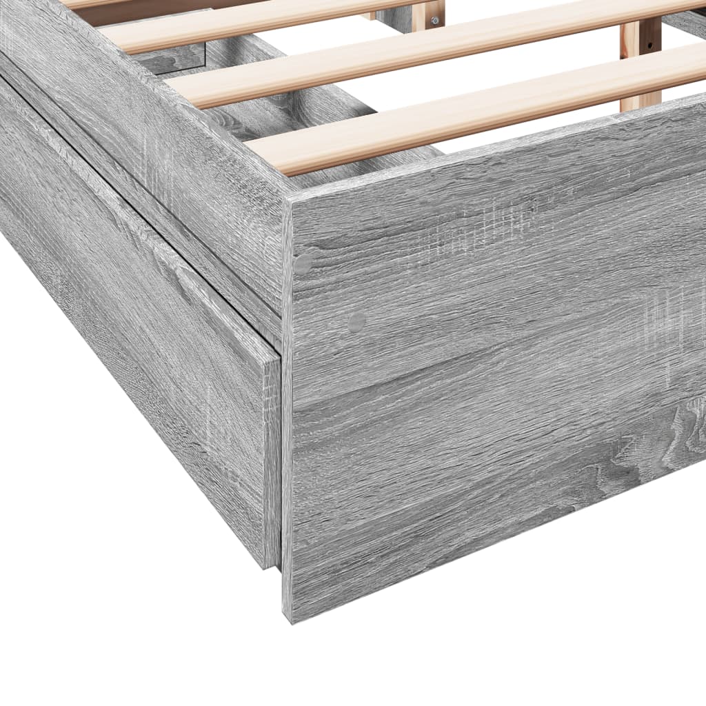 Bed Frame with Drawers Grey Sonoma 150x200 cm King Size Engineered Wood