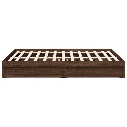 Bed Frame with Drawers without Mattress Brown Oak 150x200 cm King Size