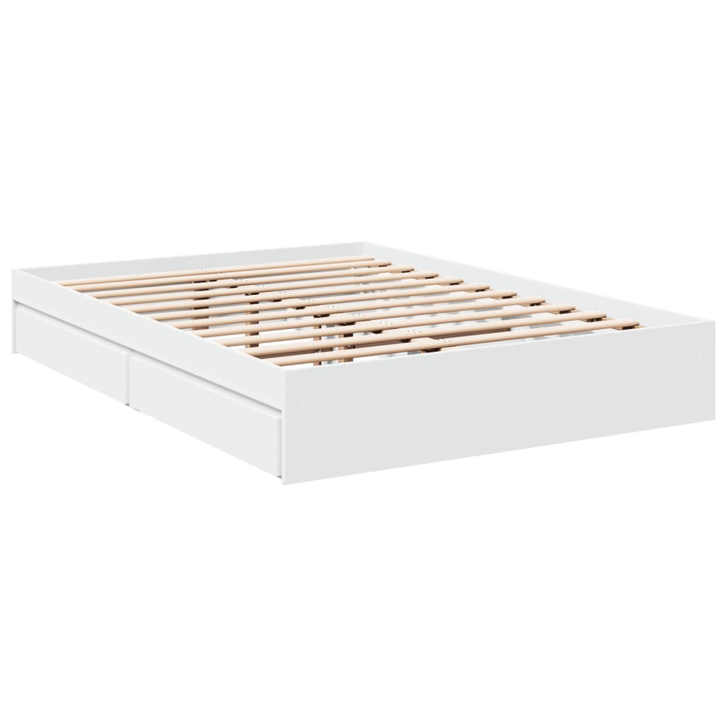 Bed Frame with Drawers without Mattress White 140x200 cm