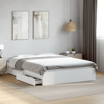 Bed Frame with Drawers without Mattress White 140x200 cm