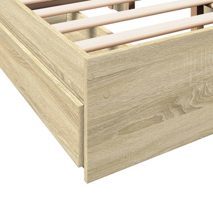 Bed Frame with Drawers Sonoma Oak 140x200 cm Engineered Wood