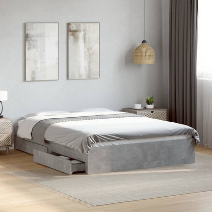 Bed Frame with Drawers without Mattress Concrete Grey 140x200 cm