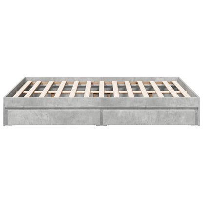 Bed Frame with Drawers without Mattress Concrete Grey 140x200 cm