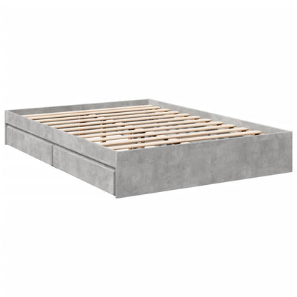 Bed Frame with Drawers without Mattress Concrete Grey 140x200 cm