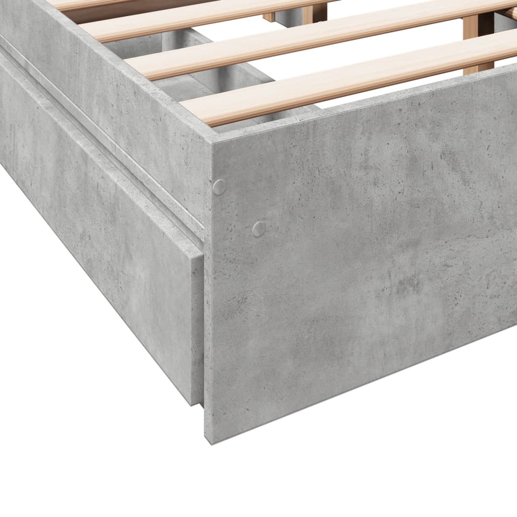 Bed Frame with Drawers without Mattress Concrete Grey 140x200 cm