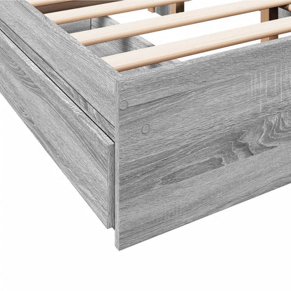 Bed Frame with Drawers without Mattress Grey Sonoma 140x200 cm