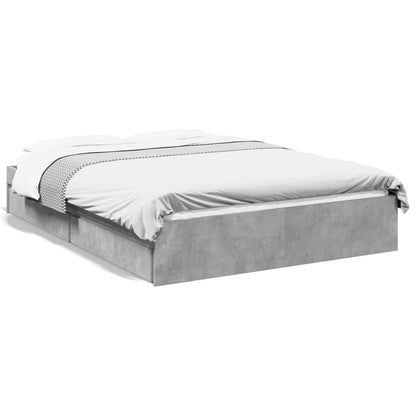 Bed Frame with Drawers without Mattress Concrete Grey 120x200 cm