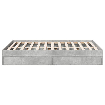 Bed Frame with Drawers without Mattress Concrete Grey 120x200 cm