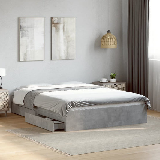 Bed Frame with Drawers without Mattress Concrete Grey 120x200 cm