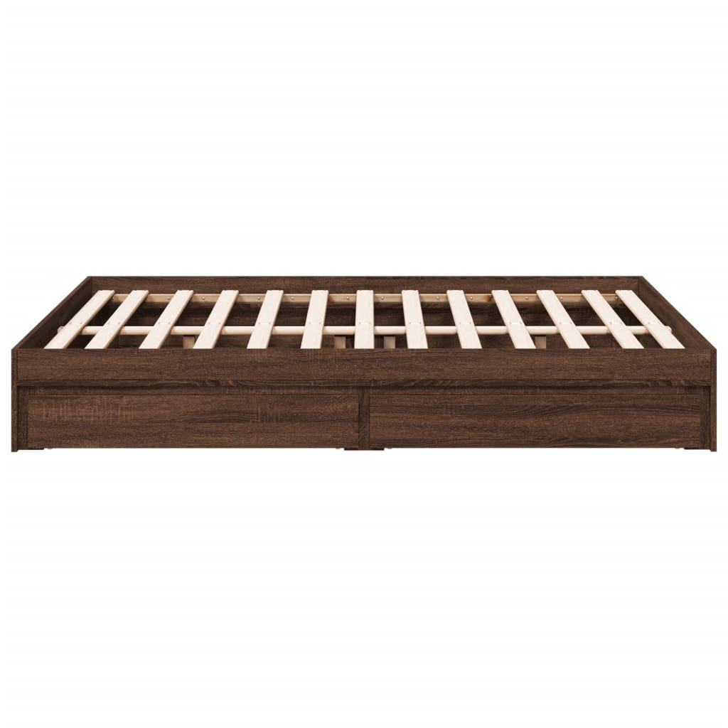 Bed Frame with Drawers without Mattress Brown Oak 120x200 cm