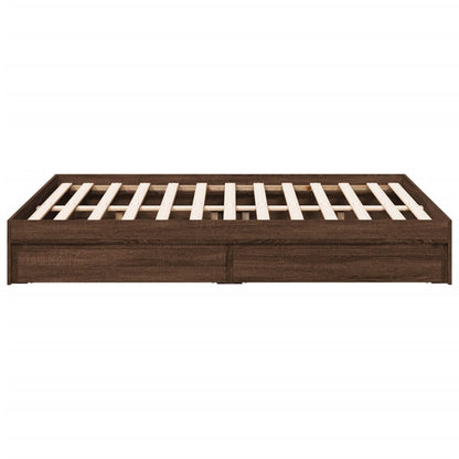 Bed Frame with Drawers without Mattress Brown Oak 120x200 cm