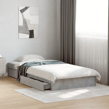 Bed Frame with Drawers Concrete Grey 100x200 cm Engineered Wood