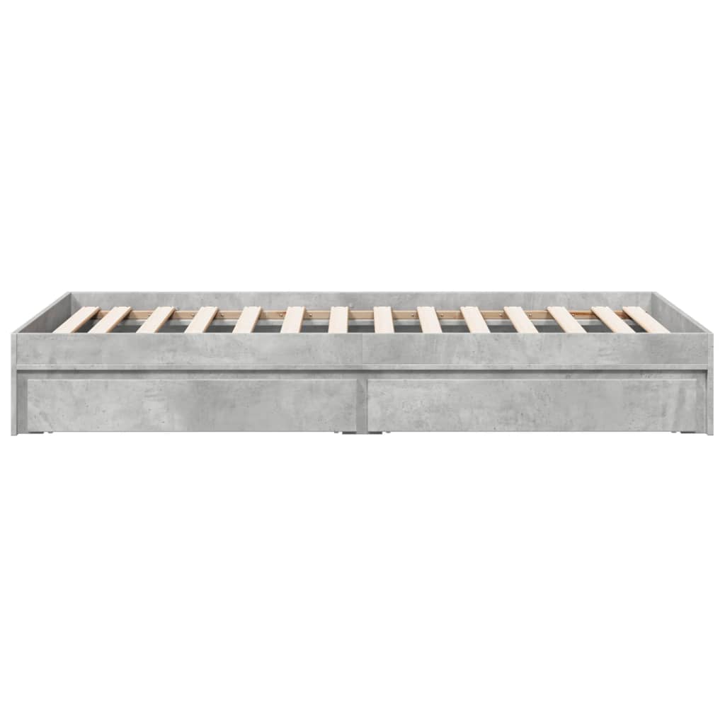 Bed Frame with Drawers Concrete Grey 100x200 cm Engineered Wood