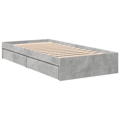 Bed Frame with Drawers Concrete Grey 90x200 cm Engineered Wood