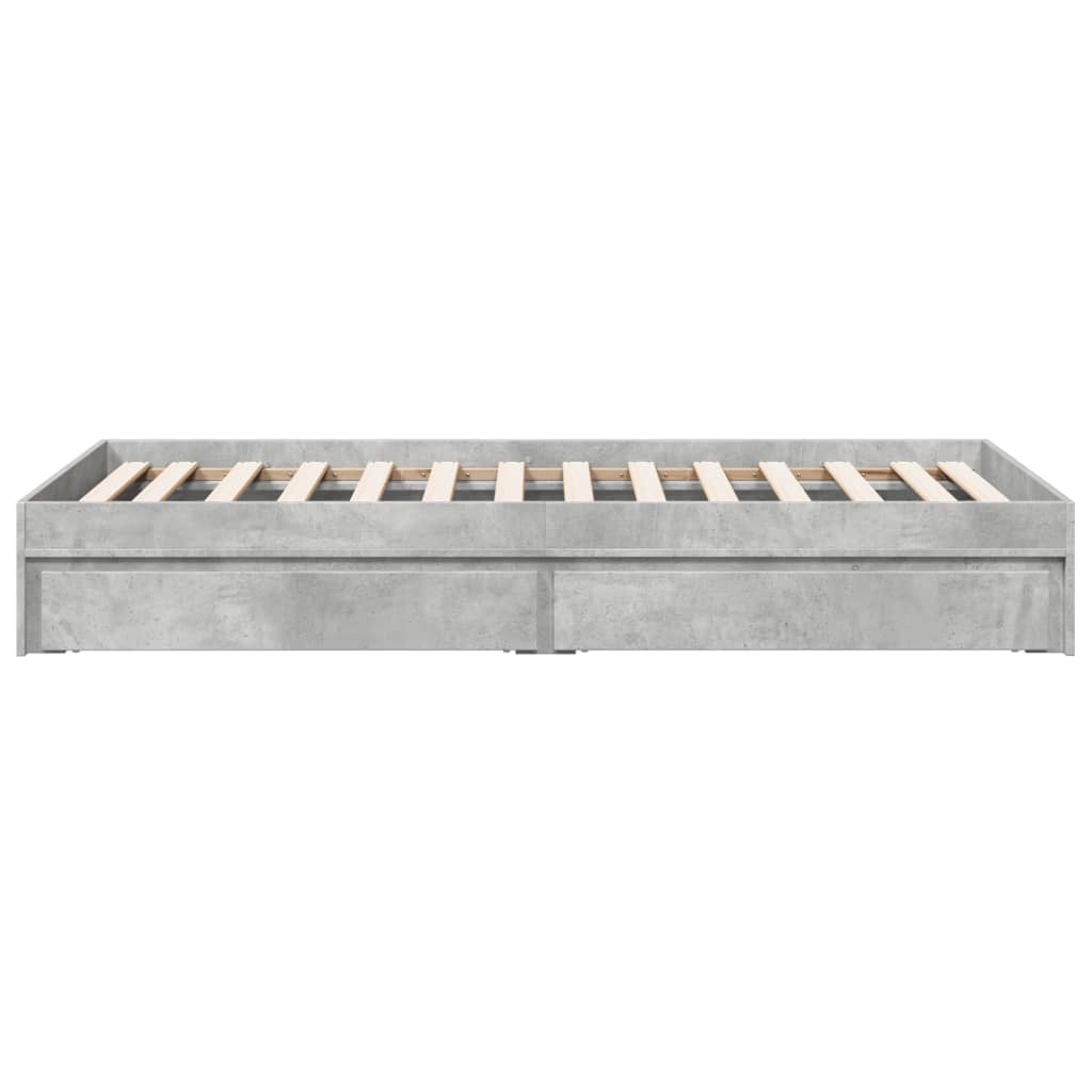 Bed Frame with Drawers Concrete Grey 90x200 cm Engineered Wood