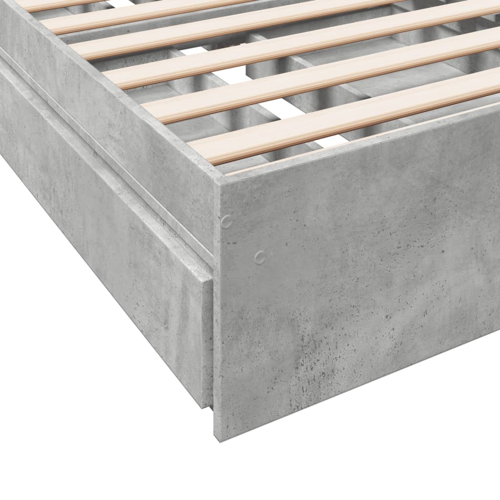 Bed Frame with Drawers Concrete Grey 90x200 cm Engineered Wood