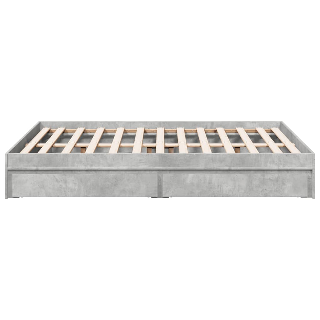 Bed Frame with Drawers Concrete Grey 140x190 cm Engineered Wood