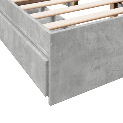 Bed Frame with Drawers Concrete Grey 140x190 cm Engineered Wood