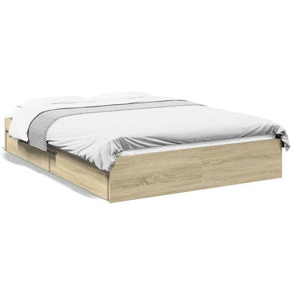 Bed Frame with Drawers without Mattress Sonoma Oak 135x190 cm Double