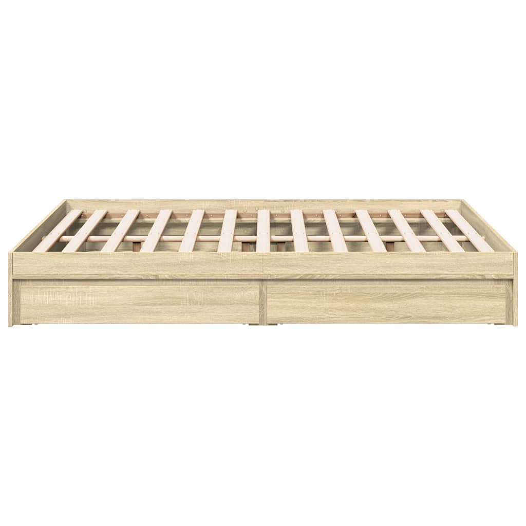 Bed Frame with Drawers without Mattress Sonoma Oak 135x190 cm Double