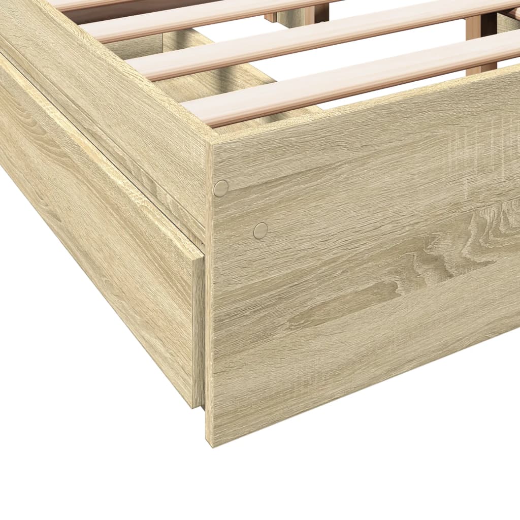 Bed Frame with Drawers without Mattress Sonoma Oak 135x190 cm Double