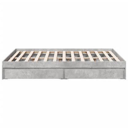 Bed Frame with Drawers Concrete Grey 135x190 cm Double Engineered Wood