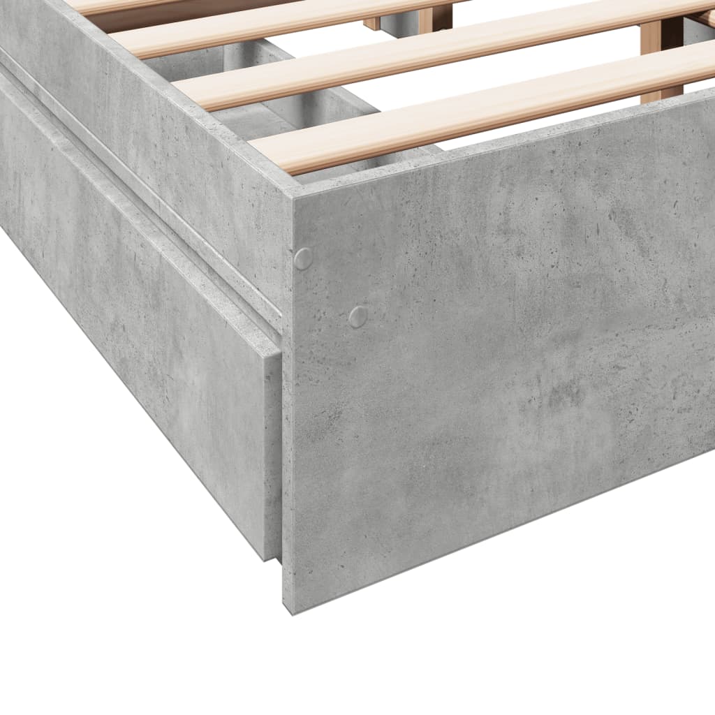 Bed Frame with Drawers Concrete Grey 135x190 cm Double Engineered Wood