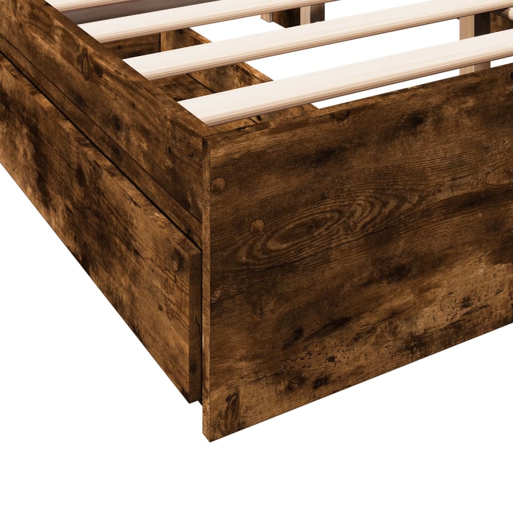 Bed Frame with Drawers Smoked Oak 120x190 cm Small Double Engineered Wood