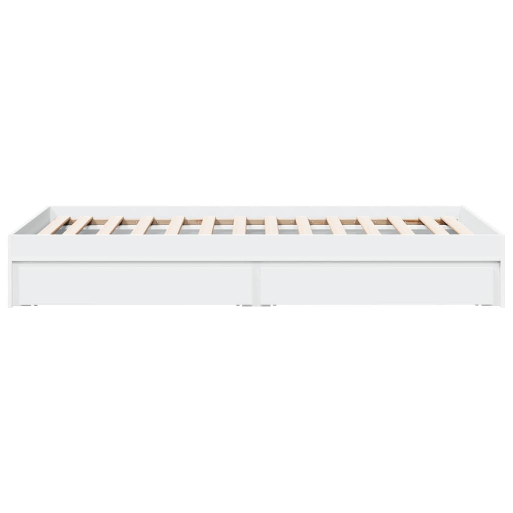 Bed Frame with Drawers White 90x190 cm Single Engineered Wood