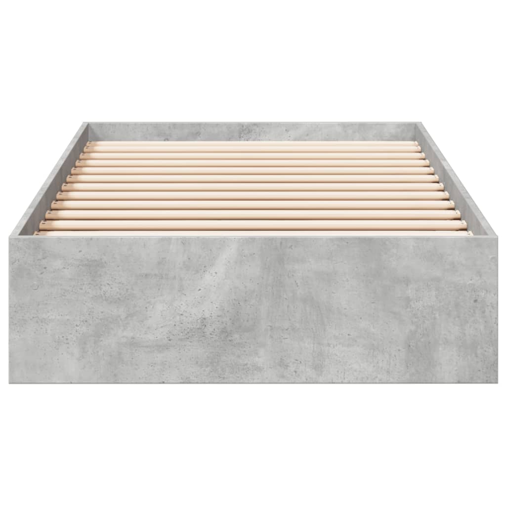 Bed Frame with Drawers Concrete Grey 75x190 cm Small Single Engineered Wood