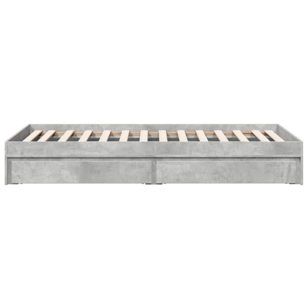 Bed Frame with Drawers Concrete Grey 75x190 cm Small Single Engineered Wood