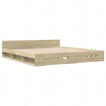 Bed Frame with Drawers without Mattress Sonoma Oak 200x200 cm