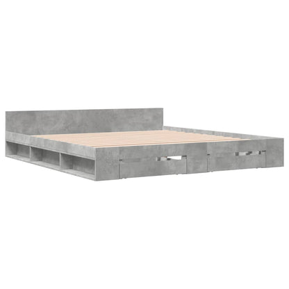 Bed Frame with Drawers Concrete Grey 200x200 cm Engineered Wood