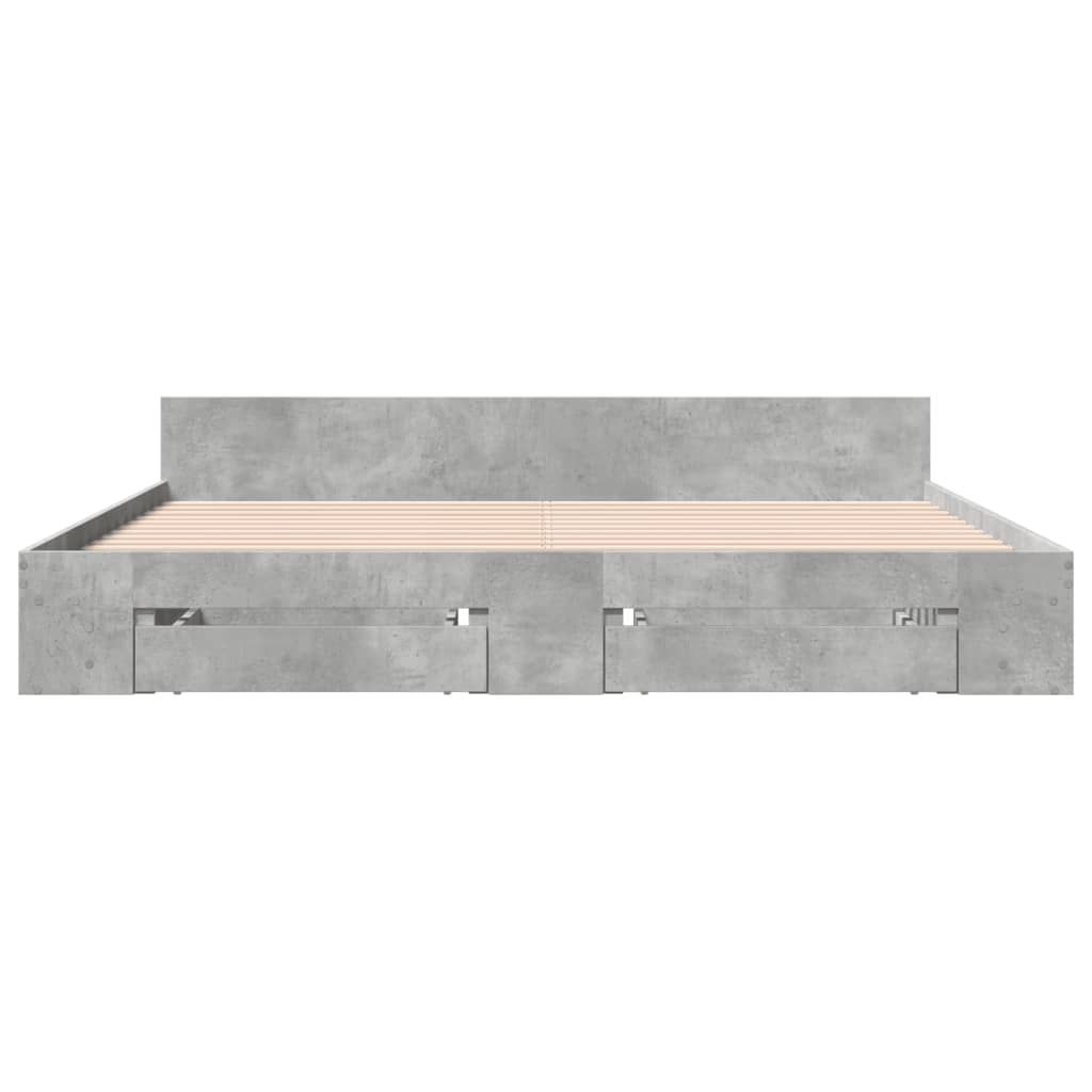 Bed Frame with Drawers Concrete Grey 200x200 cm Engineered Wood