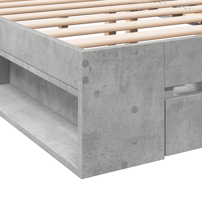 Bed Frame with Drawers Concrete Grey 200x200 cm Engineered Wood