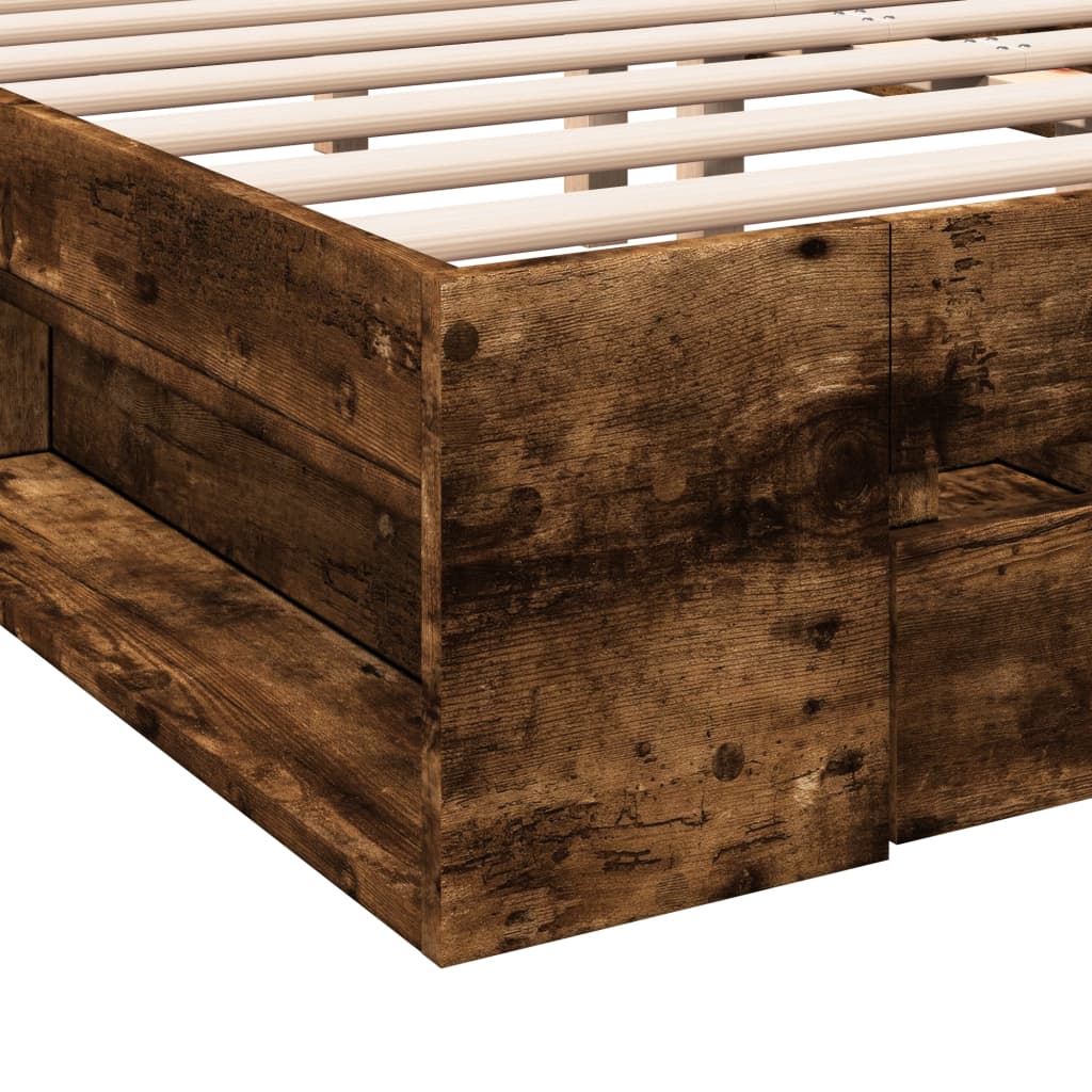 Bed Frame with Drawers without Mattress Smoked Oak 200x200 cm