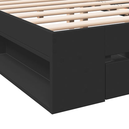 Bed Frame with Drawers without Mattress Black 180x200 cm Super King