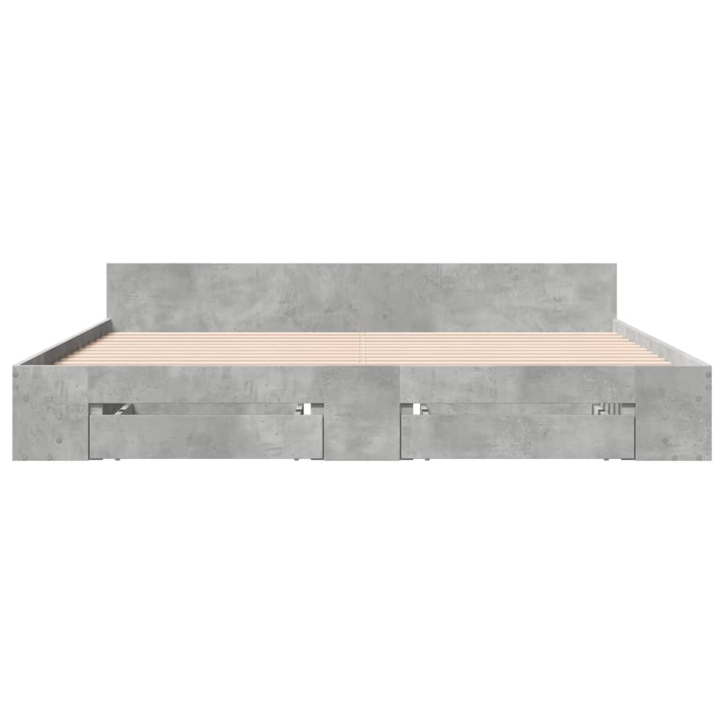 Bed Frame with Drawers without Mattress Concrete Grey 180x200 cm Super King