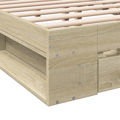 Bed Frame with Drawers Sonoma Oak 160x200 cm Engineered Wood