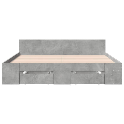 Bed Frame with Drawers without Mattress Concrete Grey 160x200 cm