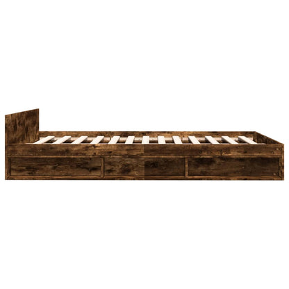 Bed Frame with Drawers Smoked Oak 150x200 cm King Size Engineered Wood