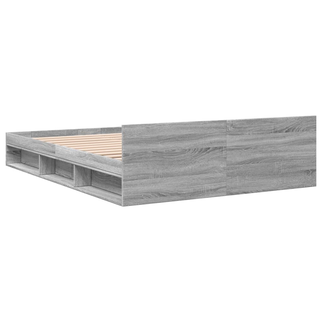 Bed Frame with Drawers without Mattress Grey Sonoma 150x200 cm King Size