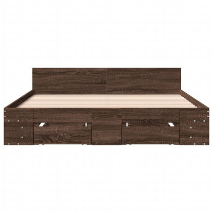 Bed Frame with Drawers Brown Oak 140x200 cm Engineered Wood