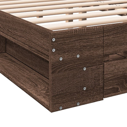 Bed Frame with Drawers Brown Oak 140x200 cm Engineered Wood