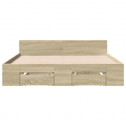 Bed Frame with Drawers Sonoma Oak 120x200 cm Engineered Wood