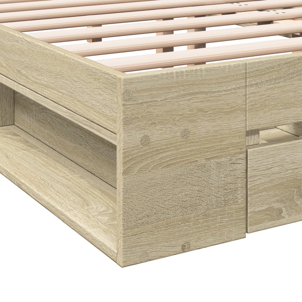 Bed Frame with Drawers Sonoma Oak 120x200 cm Engineered Wood