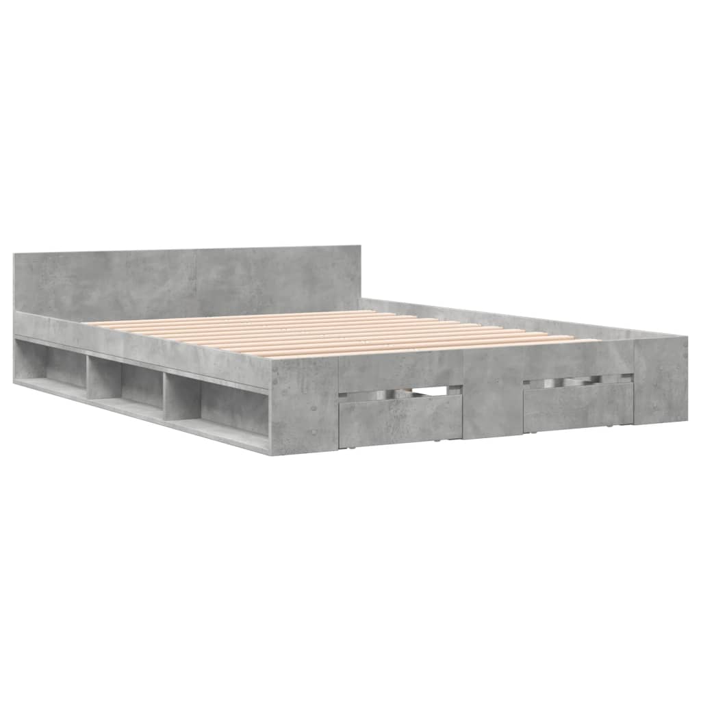 Bed Frame with Drawers Concrete Grey 120x200 cm Engineered Wood